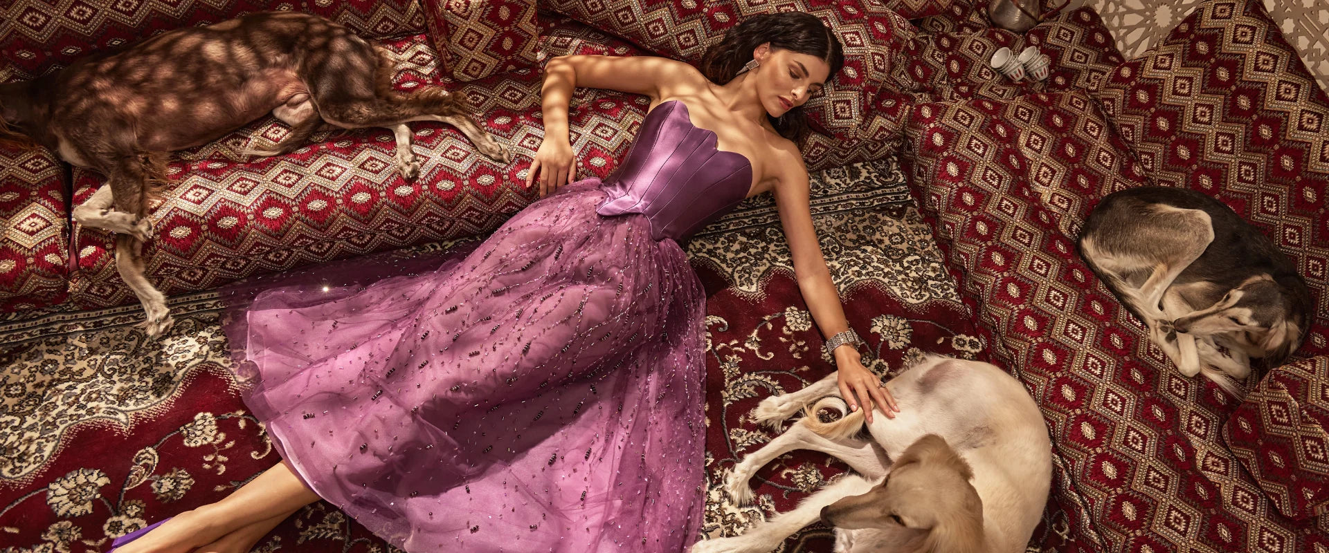 Red silk luxury evening gown